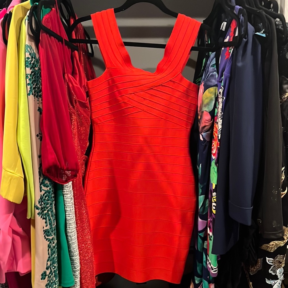 Red Herve Leger style dress bandage dress size medium